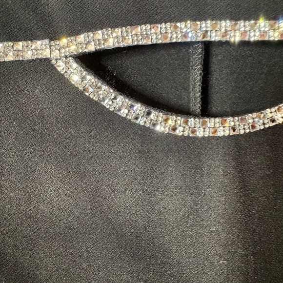Love Scarlett Black Rhinestone Keyhole Blouse| Sparkly Dressy Top - Picture 2 of 8